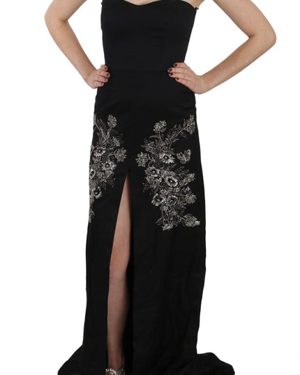 John Richmond Black Sequined Flare Ball Gown Dress