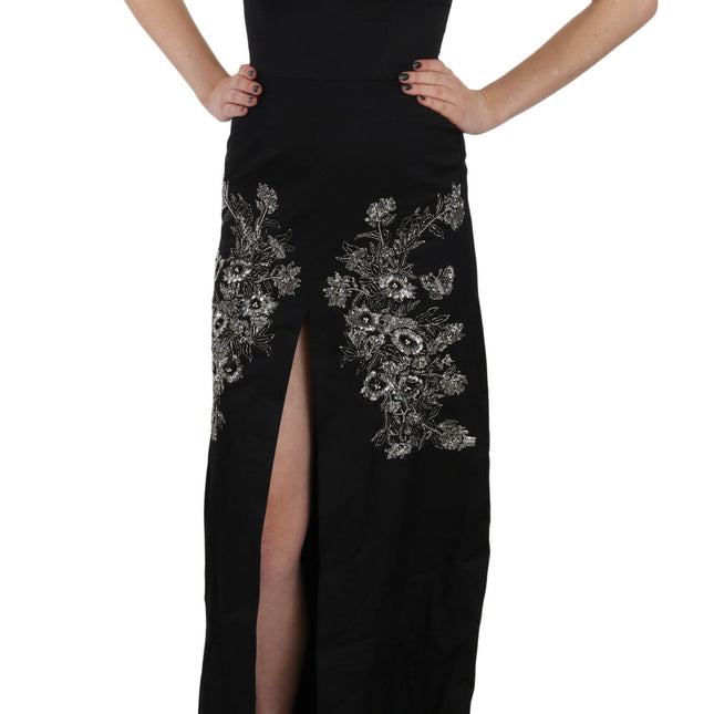 John Richmond Black Sequined Flare Ball Gown Dress
