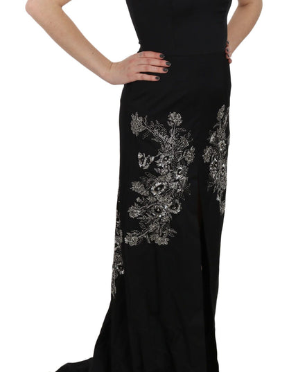 John Richmond Black Sequined Flare Ball Gown Dress