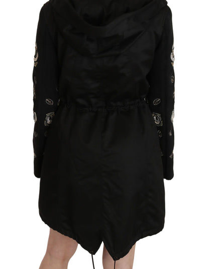 John Richmond Floral Sequined Beaded Hooded Jacket Coat