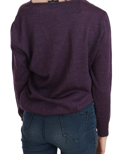 BYBLOS Purple V-neck Long Sleeve Pullover Top