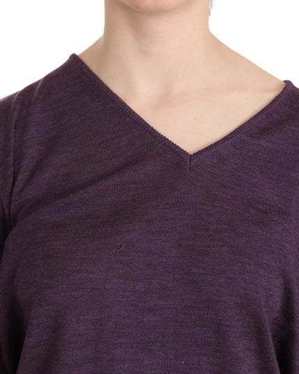 BYBLOS Purple V-neck Long Sleeve Pullover Top