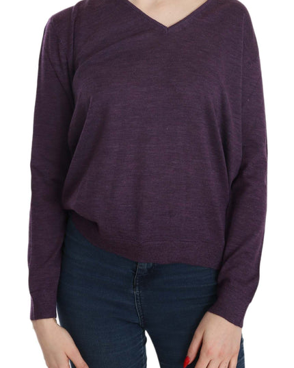 BYBLOS Purple V-neck Long Sleeve Pullover Top