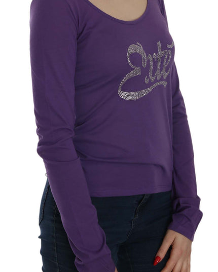 Exte Purple Crystal Embellished Long Sleeve Casual Top