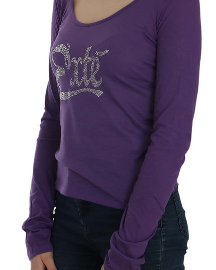 Exte Purple Crystal Embellished Long Sleeve Casual Top