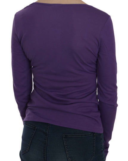 Exte Purple Crystal Embellished Long Sleeve Casual Top