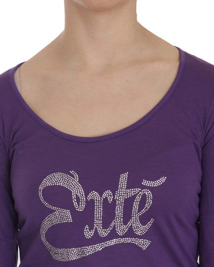 Exte Purple Crystal Embellished Long Sleeve Casual Top