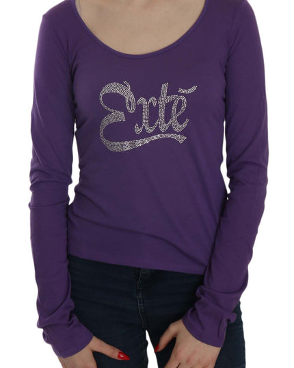 Exte Purple Crystal Embellished Long Sleeve Casual Top