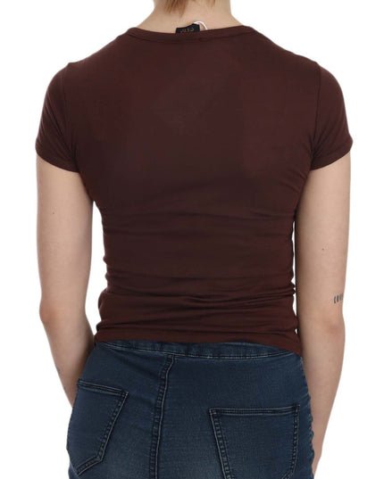 Exte Brown Hearts Short Sleeve Casual T-shirt Top