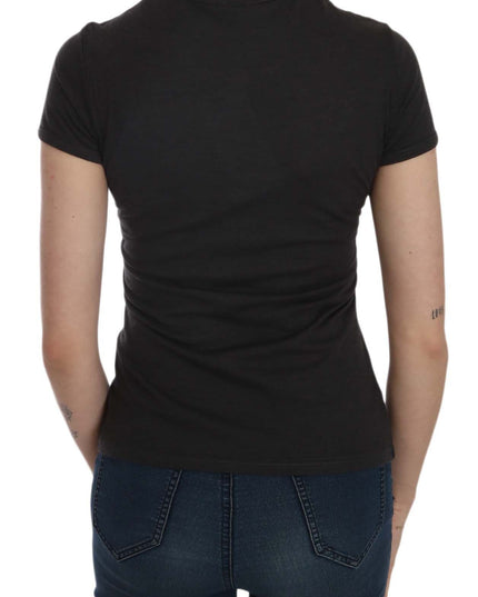 Exte Black Hearts Print Short Sleeve Casual Shirt Top