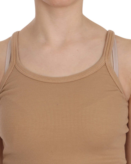 PINK MEMORIES Beige Sleeveless Spaghetti Strap Tank Blouse
