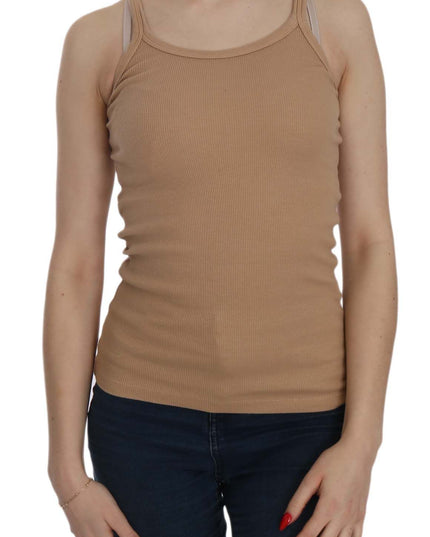 PINK MEMORIES Beige Sleeveless Spaghetti Strap Tank Blouse