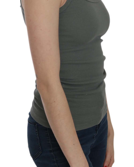 PINK MEMORIES Green Sleeveless Spaghetti Tank T-Shirt Blouse