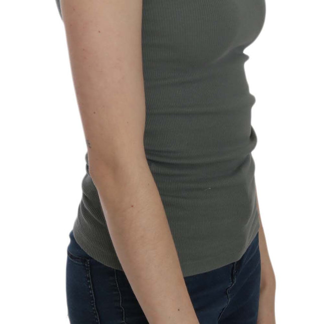 PINK MEMORIES Green Sleeveless Spaghetti Tank T-Shirt Blouse
