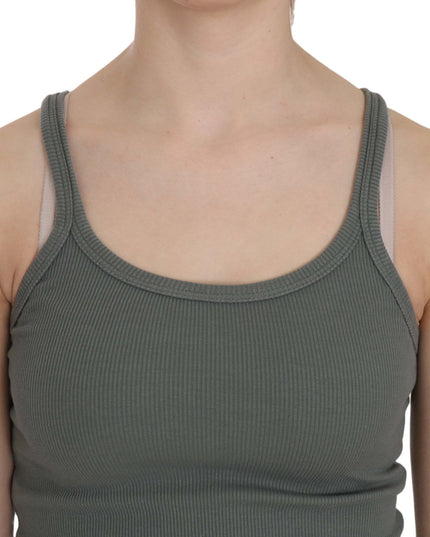 PINK MEMORIES Green Sleeveless Spaghetti Tank T-Shirt Blouse