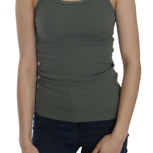 PINK MEMORIES Green Sleeveless Spaghetti Tank T-Shirt Blouse