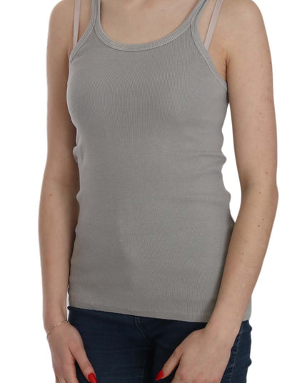 PINK MEMORIES Grey Sleeveless Spaghetti Strap Shirt
