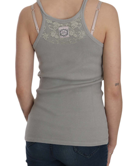 PINK MEMORIES Grey Sleeveless Spaghetti Strap Shirt