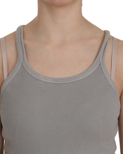 PINK MEMORIES Grey Sleeveless Spaghetti Strap Shirt