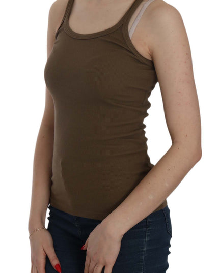 PINK MEMORIES Brown Sleeveless Spaghetti Strap Blouse Top