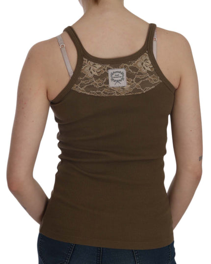 PINK MEMORIES Brown Sleeveless Spaghetti Strap Blouse Top