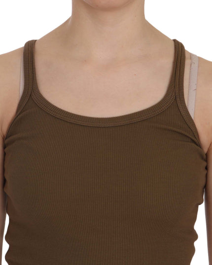 PINK MEMORIES Brown Sleeveless Spaghetti Strap Blouse Top