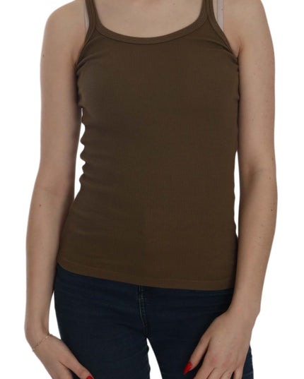 PINK MEMORIES Brown Sleeveless Spaghetti Strap Blouse Top