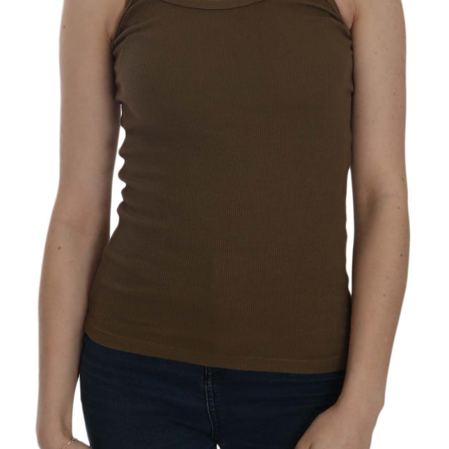 PINK MEMORIES Brown Sleeveless Spaghetti Strap Blouse Top