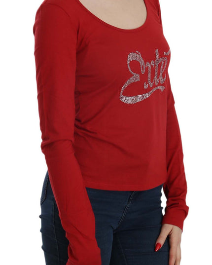 Exte Red Crystal Embellished Long Sleeve Blouse