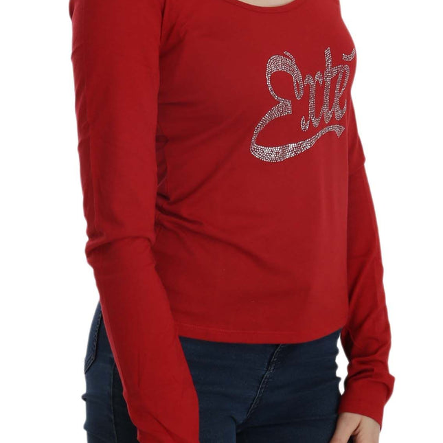 Exte Red Crystal Embellished Long Sleeve Blouse