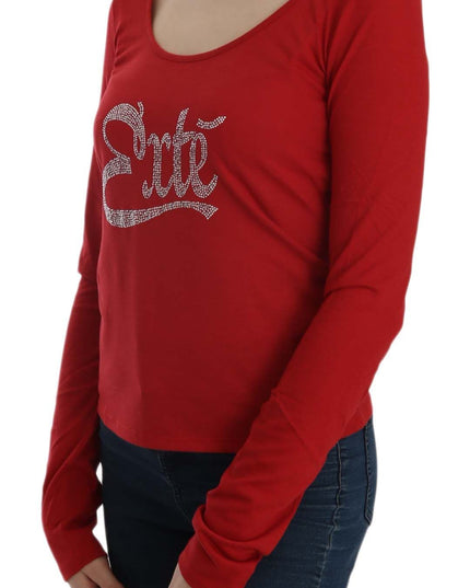 Exte Red Crystal Embellished Long Sleeve Blouse