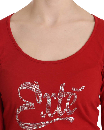 Exte Red Crystal Embellished Long Sleeve Blouse