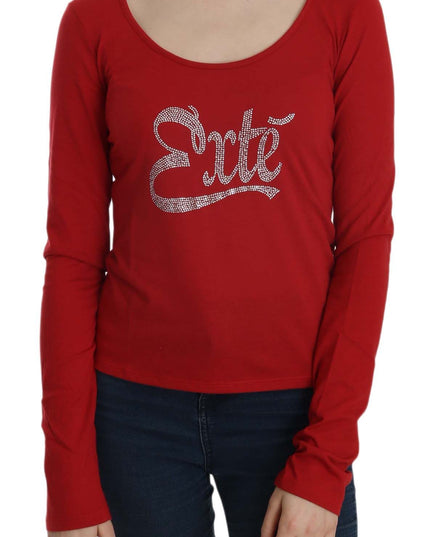 Exte Red Crystal Embellished Long Sleeve Blouse