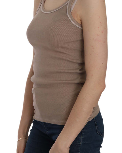 PINK MEMORIES Brown Sleeveless Spaghetti Strap Tank Blouse