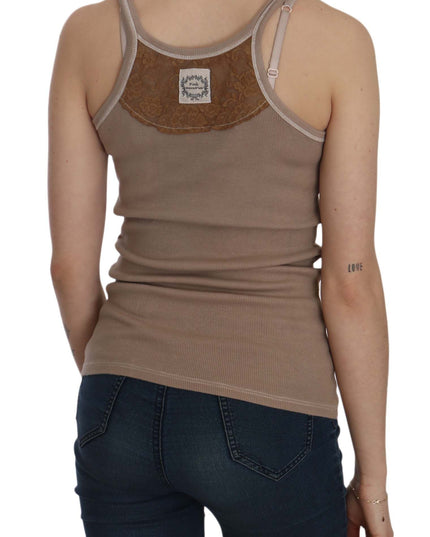 PINK MEMORIES Brown Sleeveless Spaghetti Strap Tank Blouse