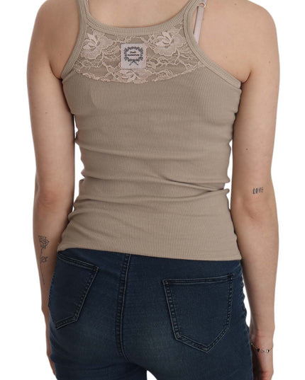 PINK MEMORIES Brown Sleeveless Spaghetti Strap Top Blouse