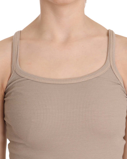 PINK MEMORIES Brown Sleeveless Spaghetti Strap Top Blouse