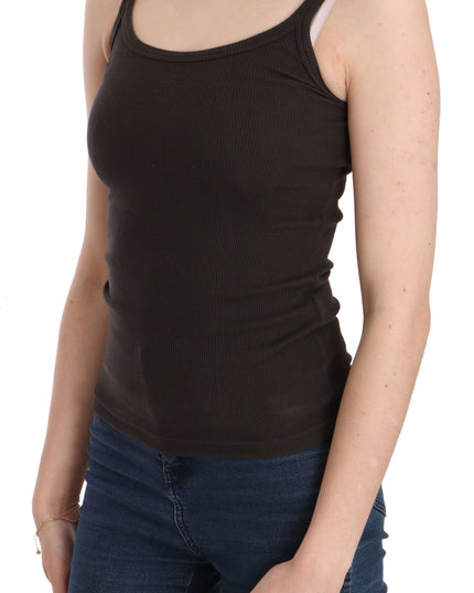 PINK MEMORIES Dark Brown Sleeveless Spaghetti Strap Blouse