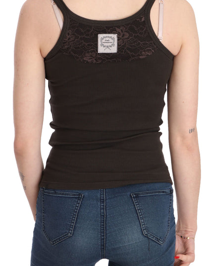 PINK MEMORIES Dark Brown Sleeveless Spaghetti Strap Blouse