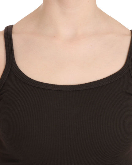 PINK MEMORIES Dark Brown Sleeveless Spaghetti Strap Blouse