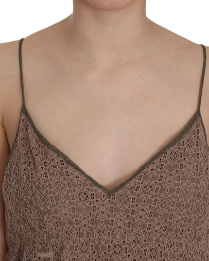 PINK MEMORIES Cotton Green Spaghetti Strap A-line Mini Dress