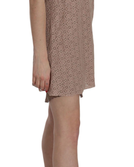 PINK MEMORIES Beige Spaghetti Strap A-line Mini Cotton Dress