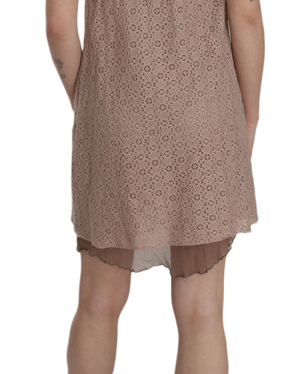 PINK MEMORIES Beige Spaghetti Strap A-line Mini Cotton Dress