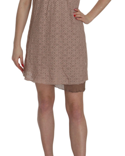 PINK MEMORIES Beige Spaghetti Strap A-line Mini Cotton Dress