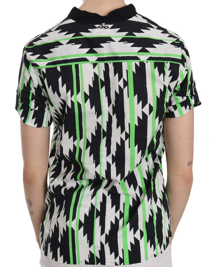 Costume National Multi Color Plunging Top Blouse