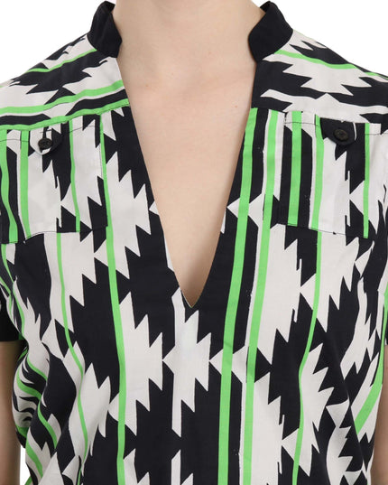 Costume National Multi Color Plunging Top Blouse