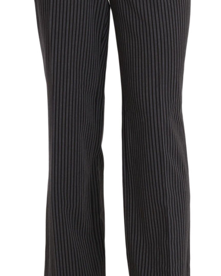 BENCIVENGA Black Striped Cotton Sretch Dress Trousers Pants