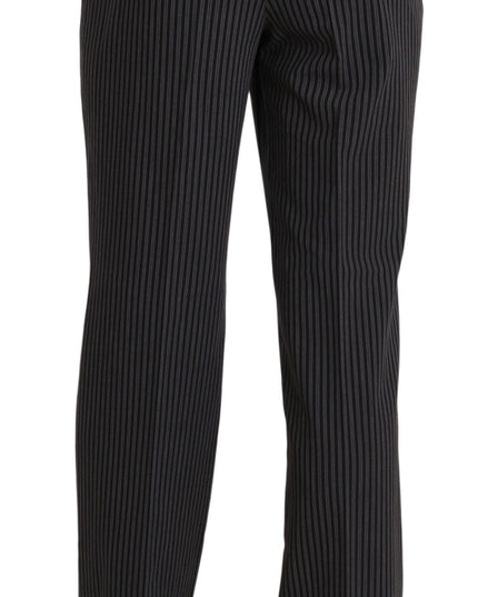 BENCIVENGA Black Striped Cotton Sretch Dress Trousers Pants