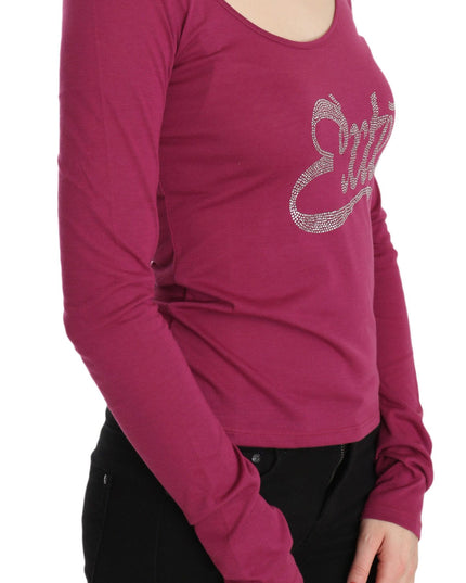 Pink Exte Crystal Embellished Long Sleeve Top