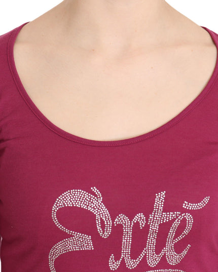 Pink Exte Crystal Embellished Long Sleeve Top